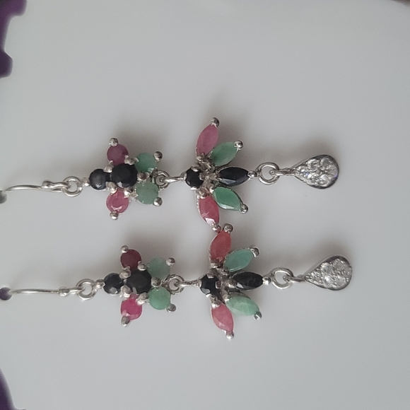 World Class Genuine Ruby,Emerald, Sapphire & Diamond Cut White Sapphire Set - Picture 4 of 10